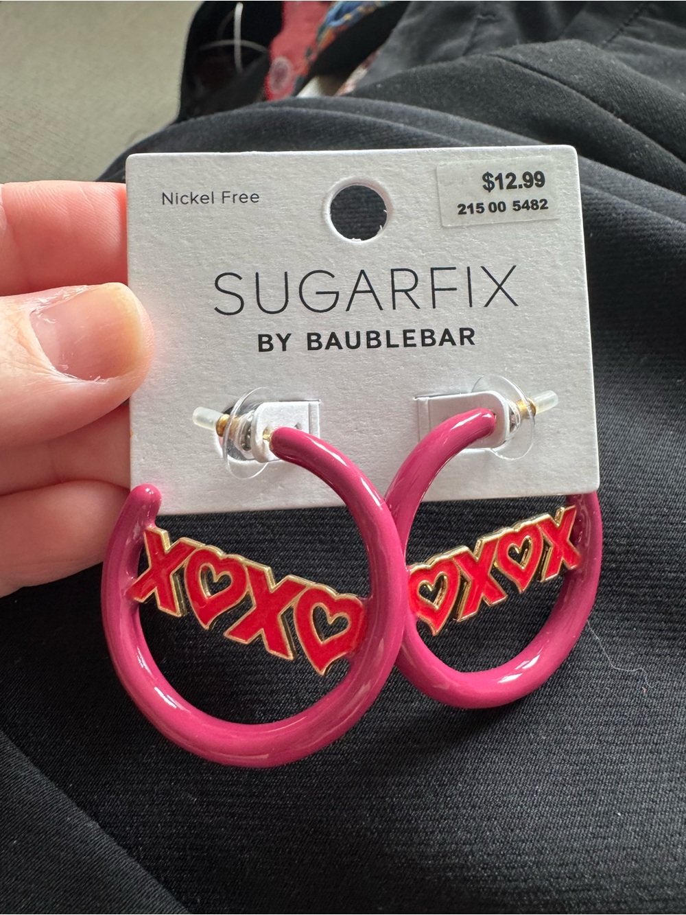NWT BaubleBar Hot Pink XOXO Hoop Earrings